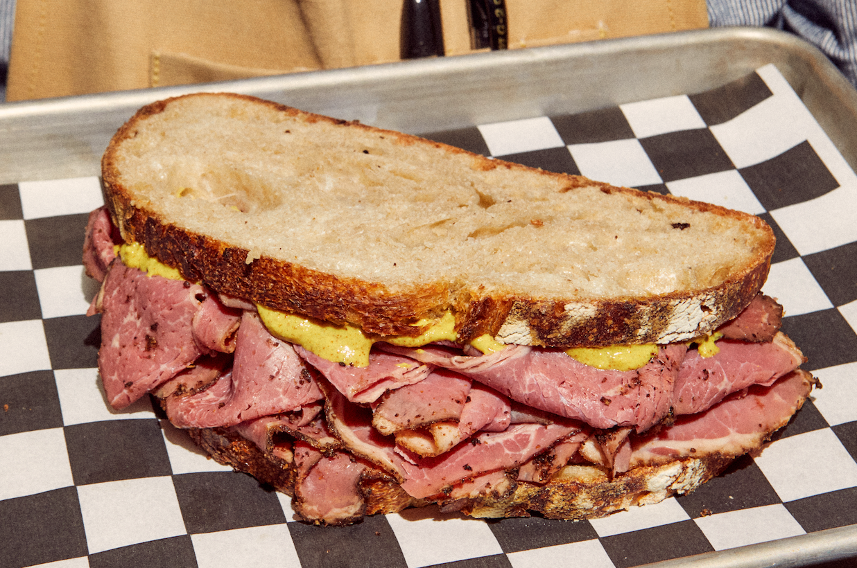 Hot pastrami sandwich
